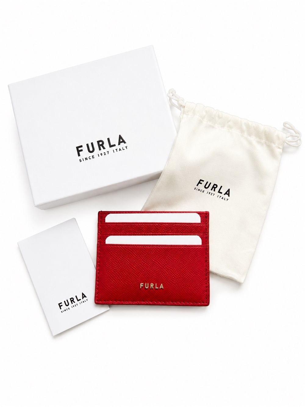 Furla Red Saffiano Leather Slim Card Case